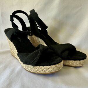 TOMS Marisela Wedge Sandal in Black Size 10